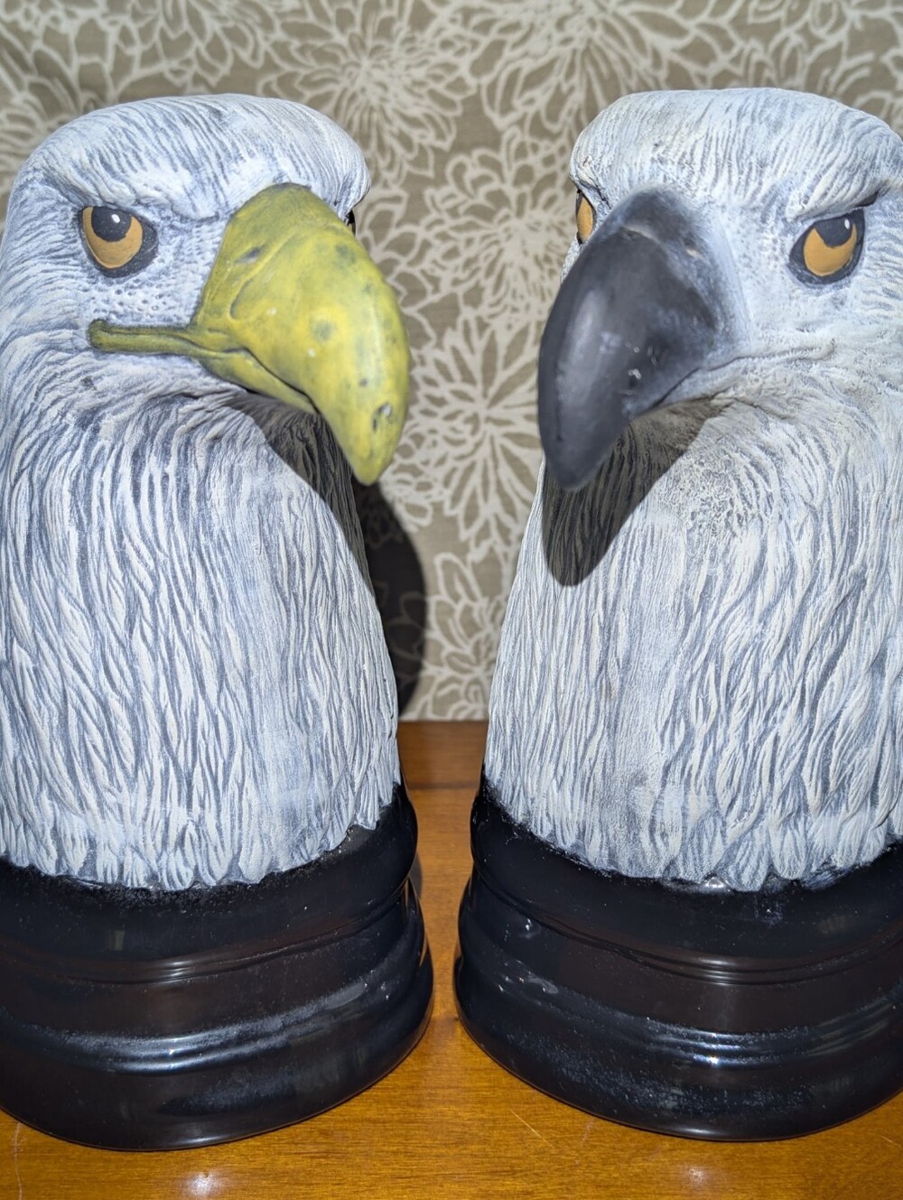 Vintage Ceramic Bald Eagle Bookends Pair Americana Home Decor
